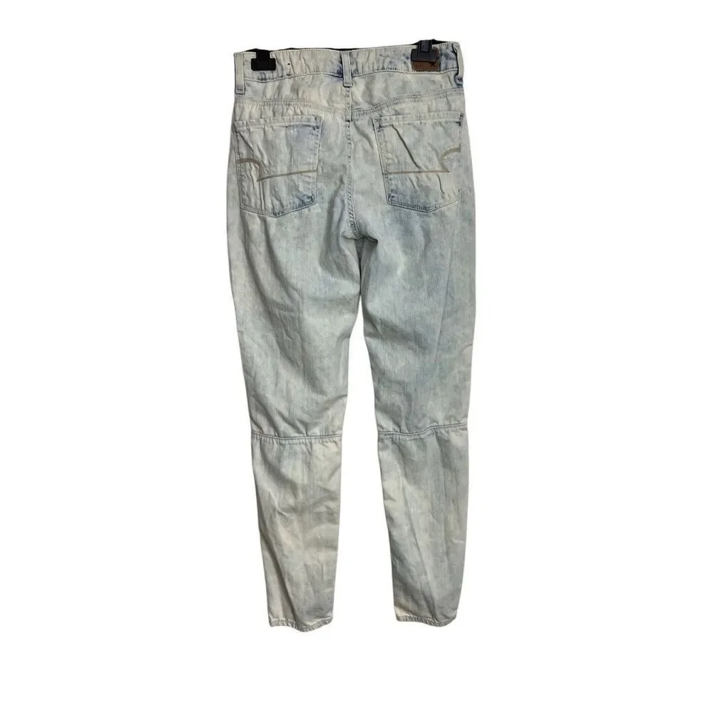 American Eagle Jeans Womens Size 6 Blue Jeggings Hi-Rise Acid Wash Stretch Denim